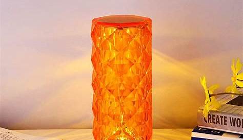 Glas Kugel Tisch Leuchte 150mm Touch Dimmbar Orange Nacht