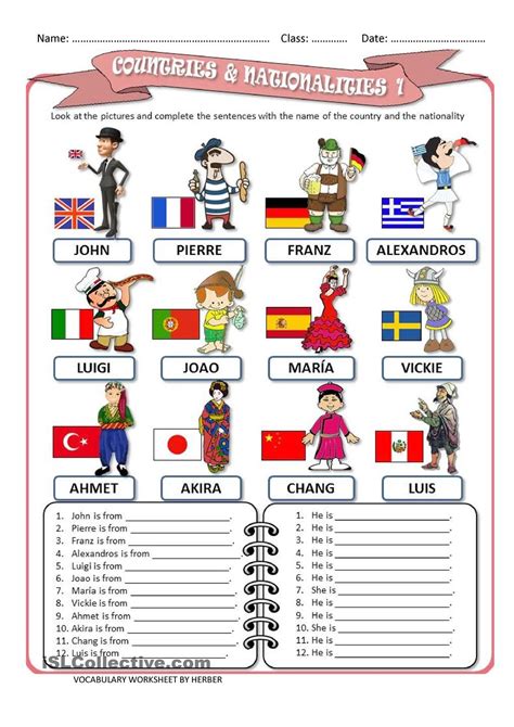 nacionalidades en ingles ejercicios