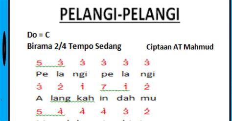 nada lagu pelangi pelangi