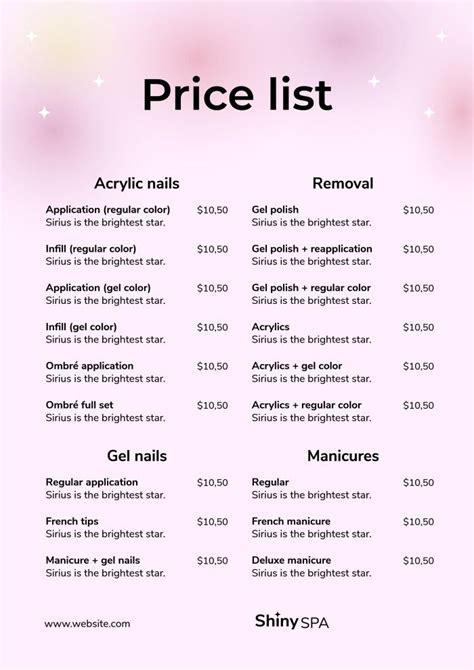 Nail Deck Price List
