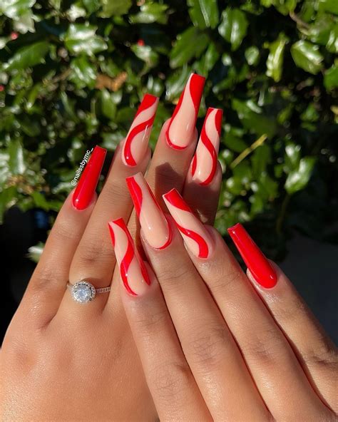 Nail Ideas Long Square Red