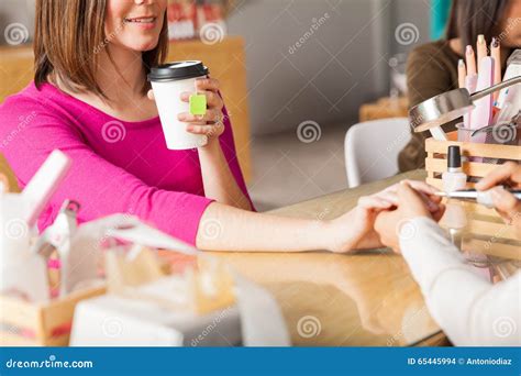 nail salon with drinks