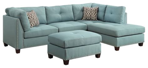 Nailhead Sectional Sofas Blue