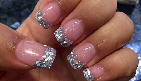 Nails With Silver Glitter Tips Acrylic Tip glitter tip