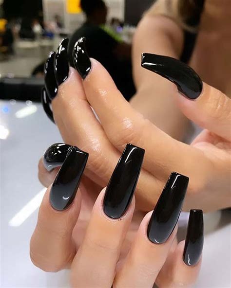 Nails Acrylic Black Plain