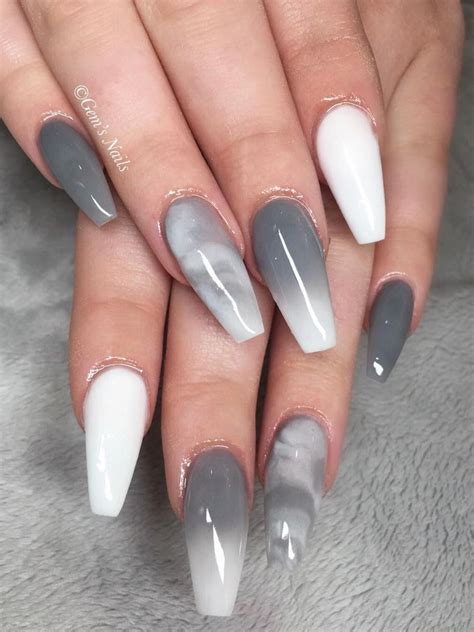 Nails Acrylic Gray Design