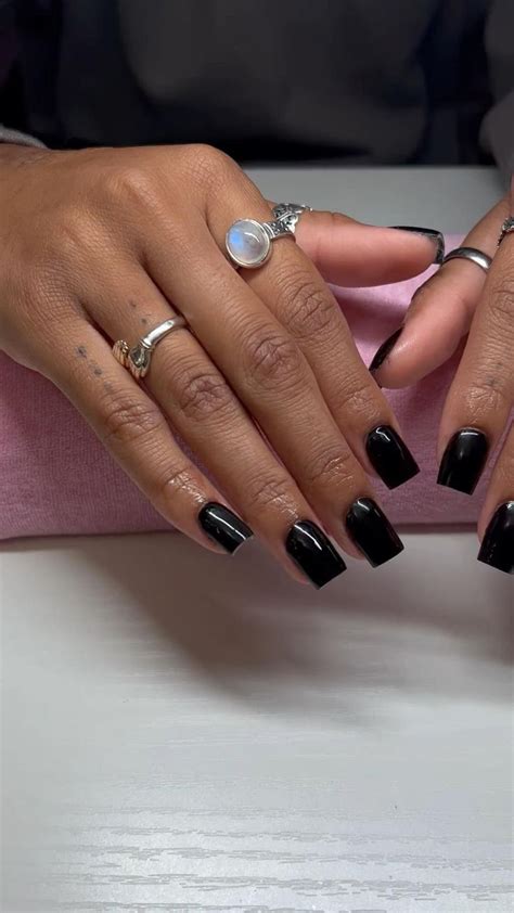 Nails Acrylic Plain Black