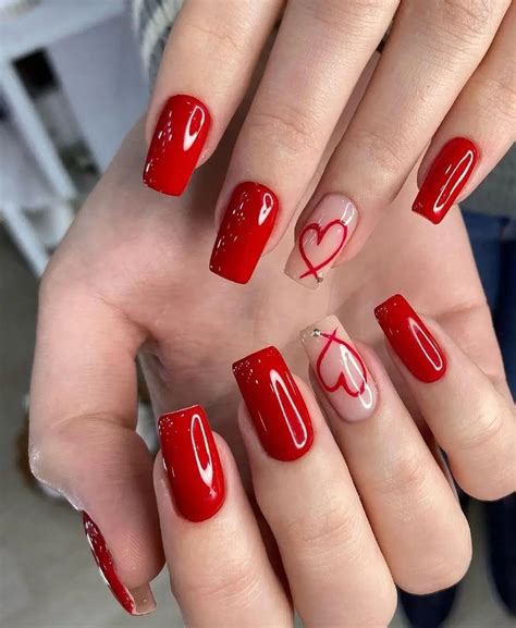 Nails Acrylic Red Design Simple