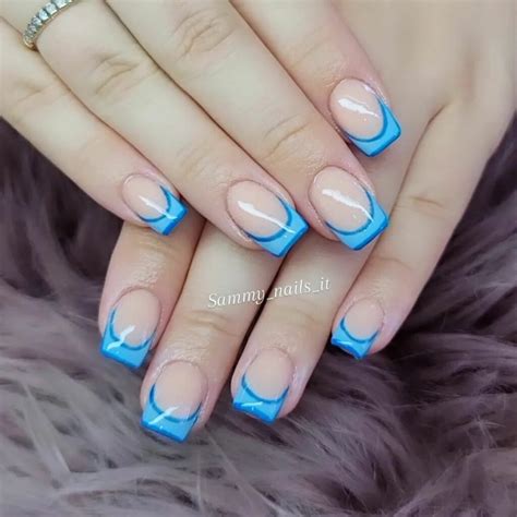 Nails Blue French Tip