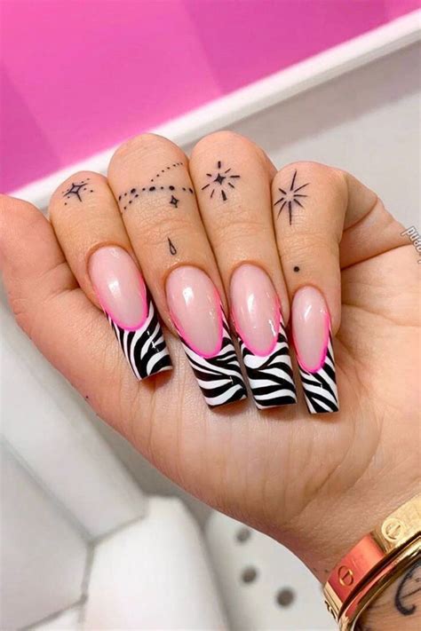 Nails French Zebra White