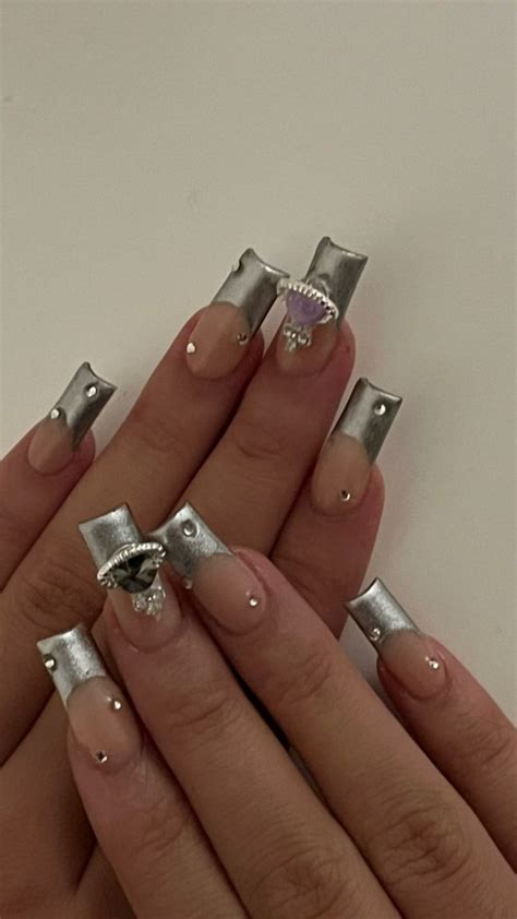 Nails With Charms Chrome