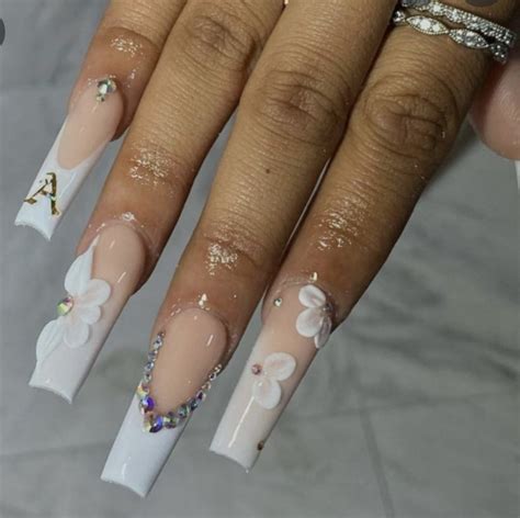 Nails With Initials Acrylic Brown