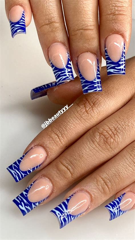 Nails Zebra Design Blue