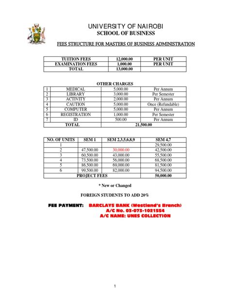 nairobi university fee structure pdf