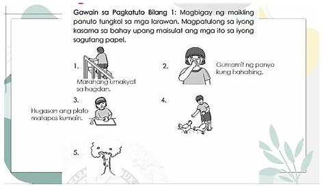B. Panuto: magbigay ng ( 5 ) limang panuto na may tatlo hanggang apat