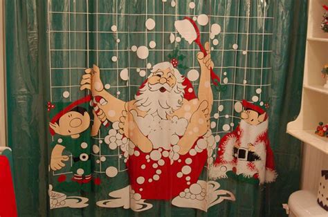 naked santa shower curtain