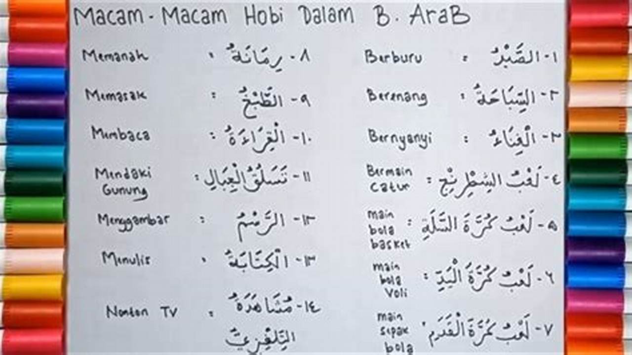 Nama Nama Hobi Dalam Bahasa Arab