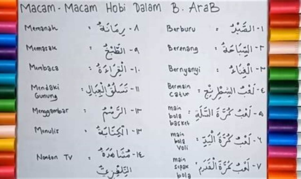 Nama Nama Hobi Dalam Bahasa Arab