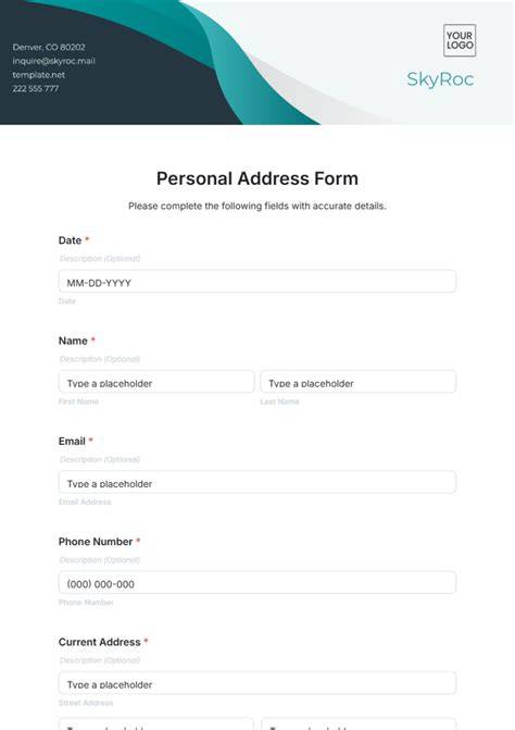 name and address form template