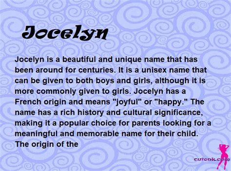 Uncover the Fascinating Story Behind the Name Jocelyn Meaning
