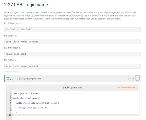 Name Lab Java