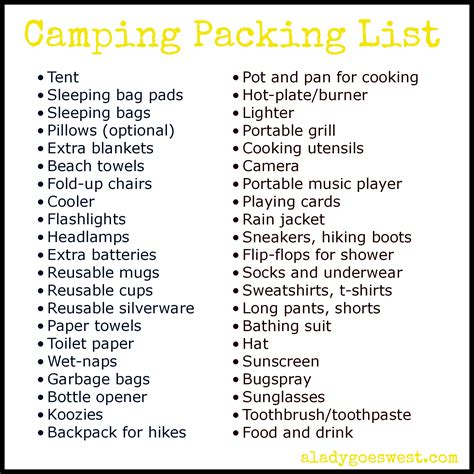 name something you would bring on a camping trip