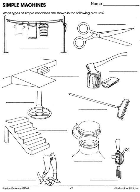 name the simple machines worksheet answers