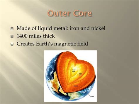 name two metals found in the outer core
