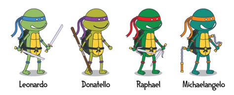 names of the ninja turtles and colors
