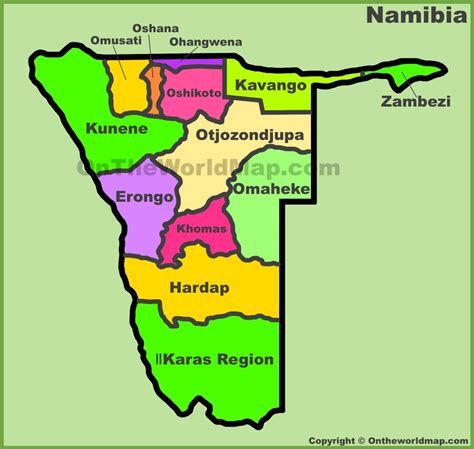 namibia 14 regions map