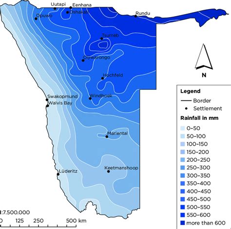 namibia average annual rainfall