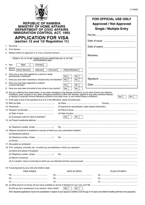 namibia visa application form