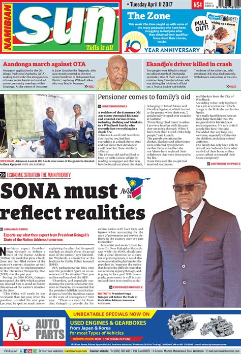 namibian sun newspaper for yesterday
