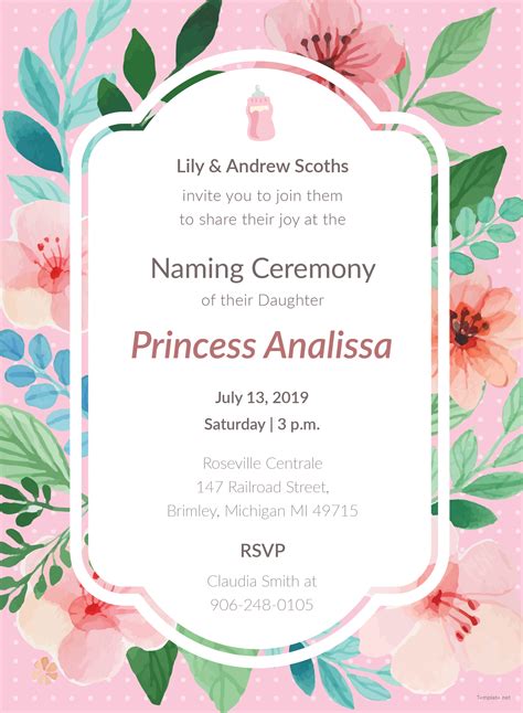 Happy Baby Naming Ceremony Invitation Card Template [Free JPG] Word