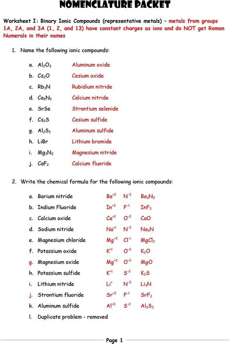 naming and writing formulas for ionic and molecular compounds worksheet