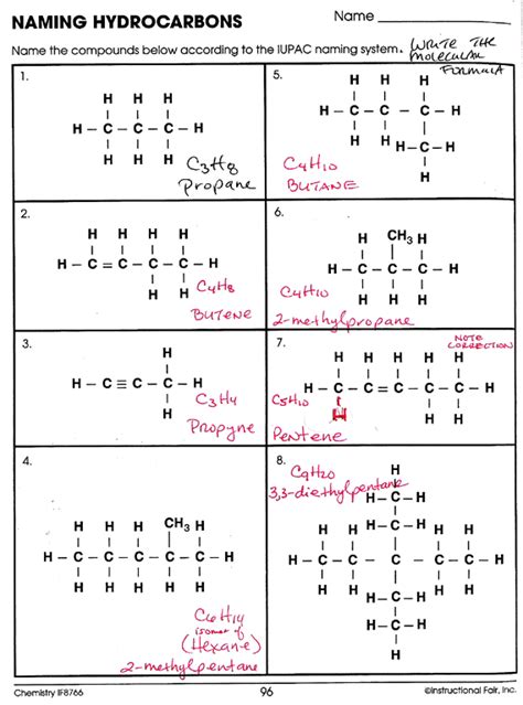 Alkane Alkene Alkyne Worksheet