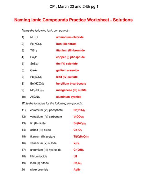 Unveil the Mysteries of Naming Ionic Compounds: A Fun Practice Guide