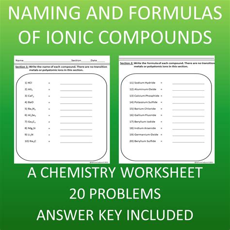 Naming Ionic Compounds Worksheet Quizlet