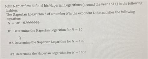 Naperian Logarithms