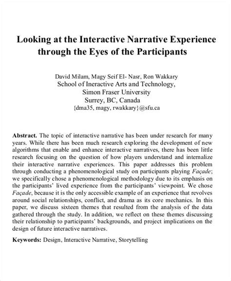narrative format example pdf