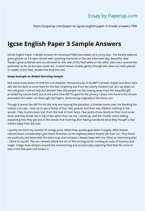 narrative writing examples igcse pdf