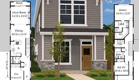 Narrow Lot House Plan with 4 Bedrooms | Narrow lot house plans, Model