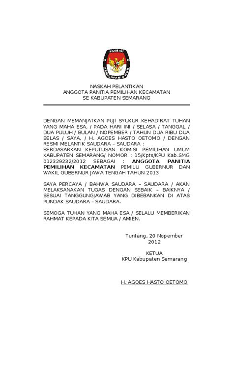 naskah pelantikan dan sumpah jabatan