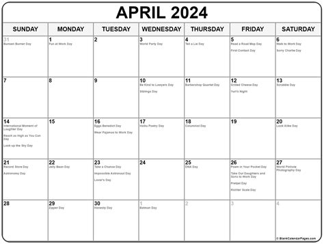 National Day Calendar April 2024