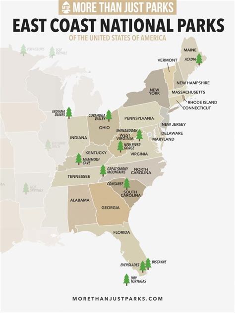 National Parks East Coast Usa Map