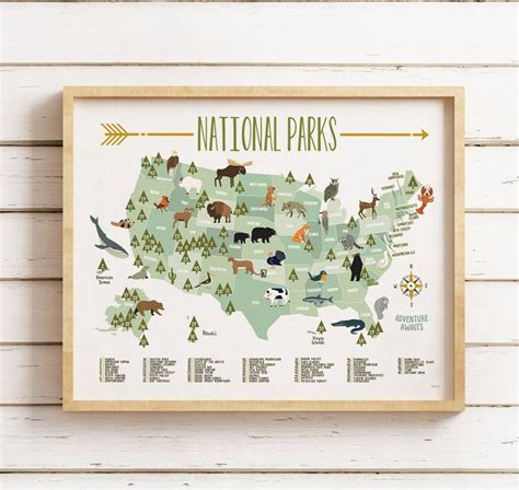 National Parks Map Etsy