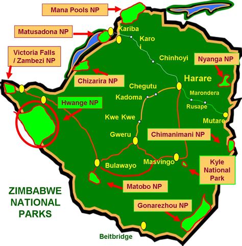 National Parks Zimbabwe Map