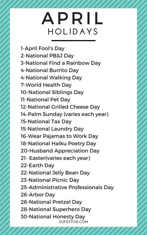 national holidays in april