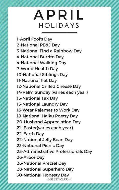 national holidays in april and may