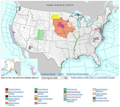 national weather service warning map